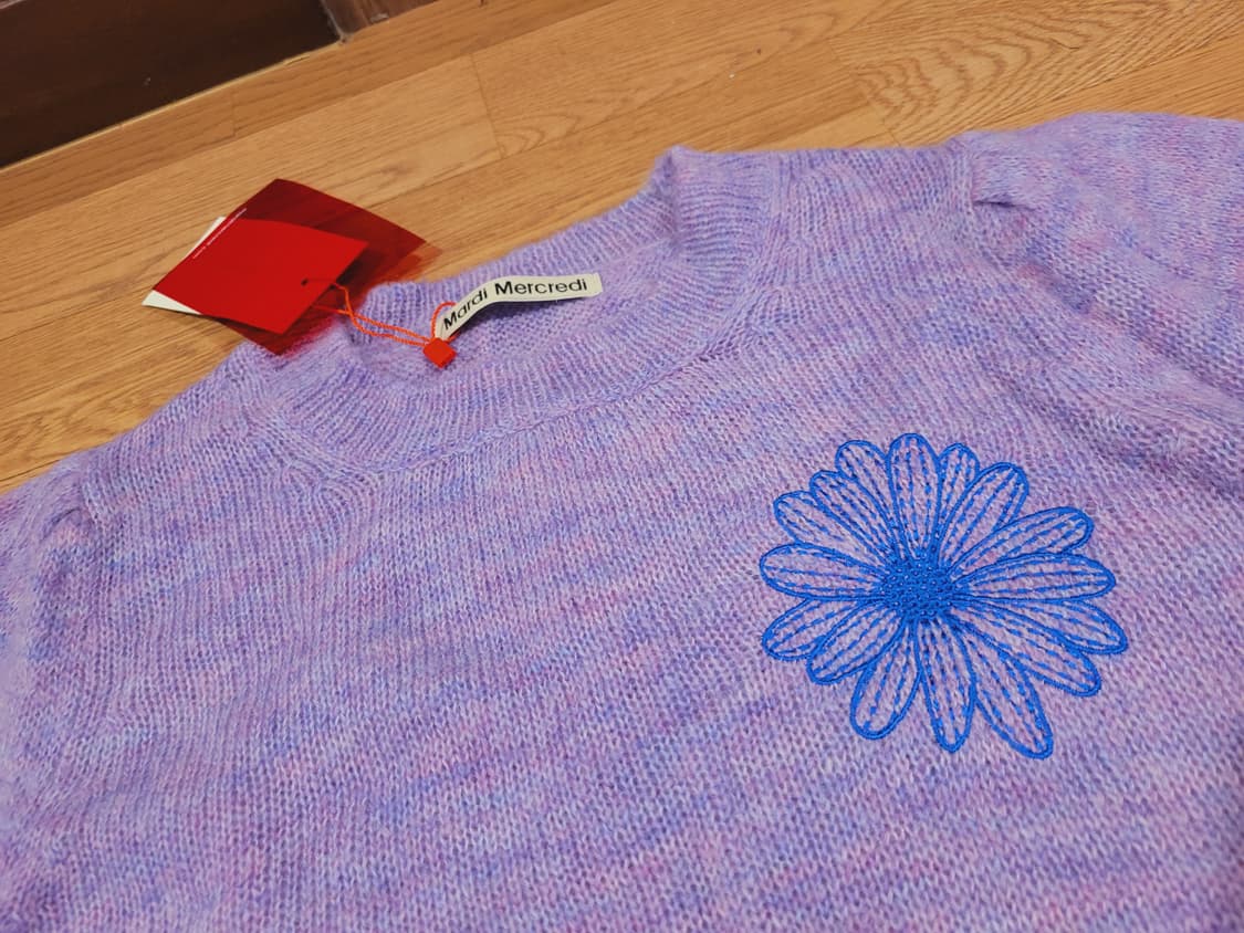 마르디메크르디 로고 자수 반팔 니트 55 상품이미지3