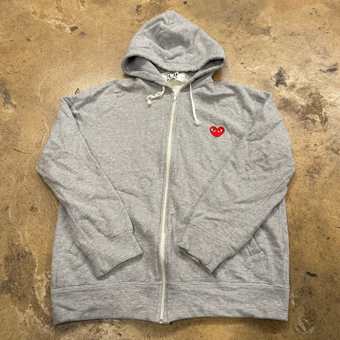 꼼데가르송 플레이 5하트 백 프린트 로고 그레이 후드집업 상품이미지2