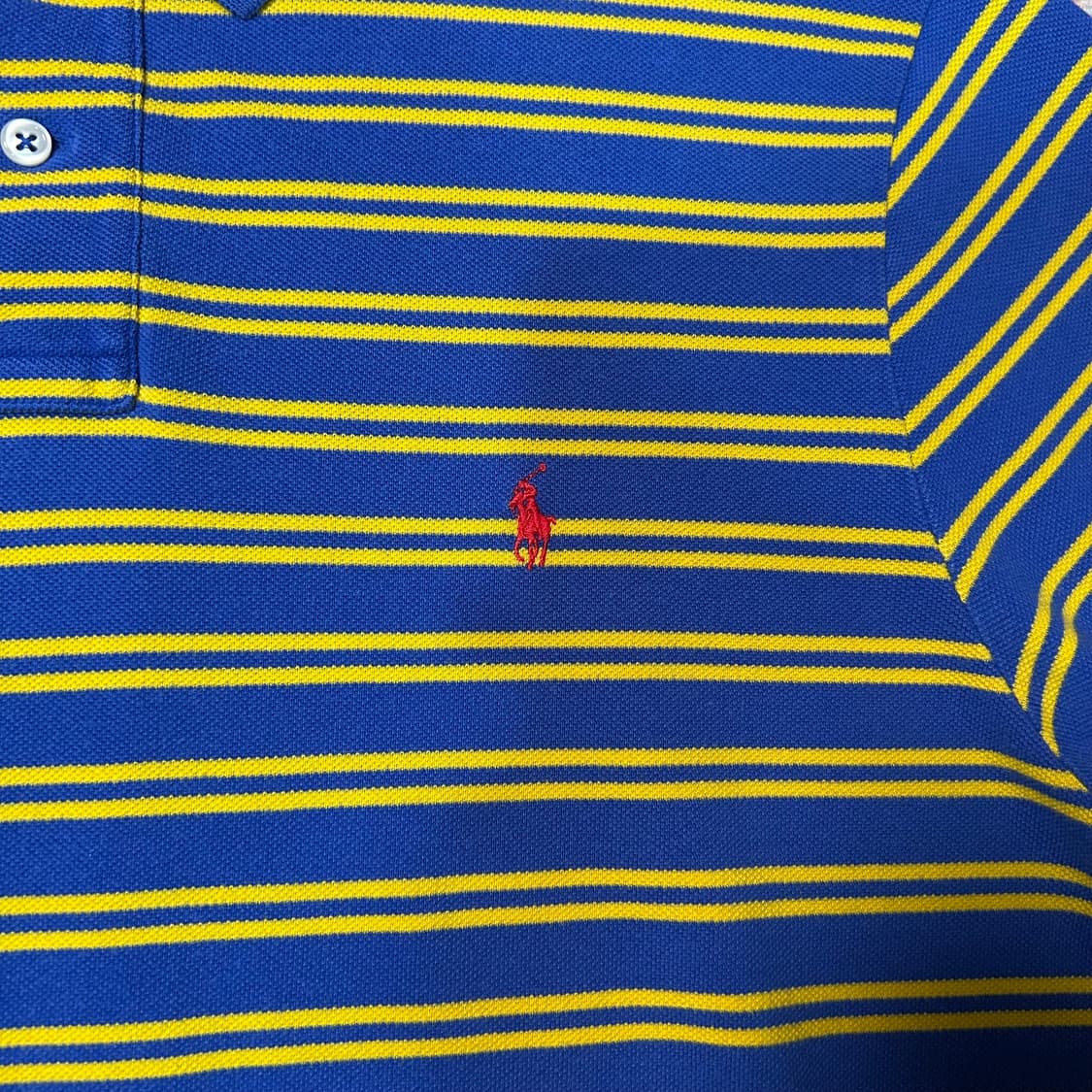 [L] 폴로 랄프로렌 옐로우 블루 스트라이프 카라 반팔 상품이미지2
