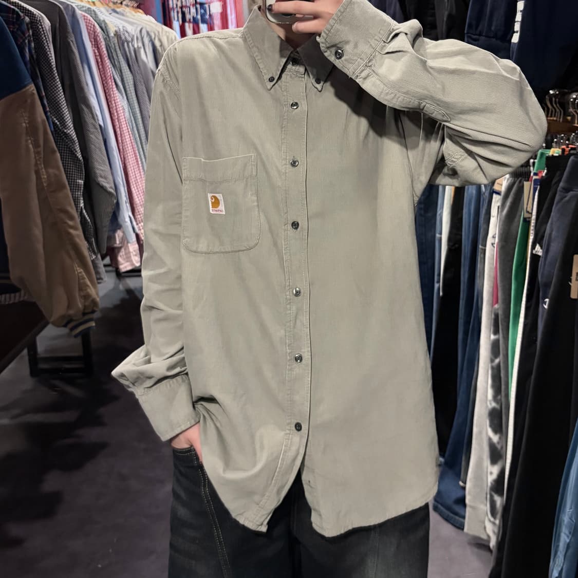 [IM] Carhartt 칼하트 코듀로이 셔츠 웜그레이 상품이미지1