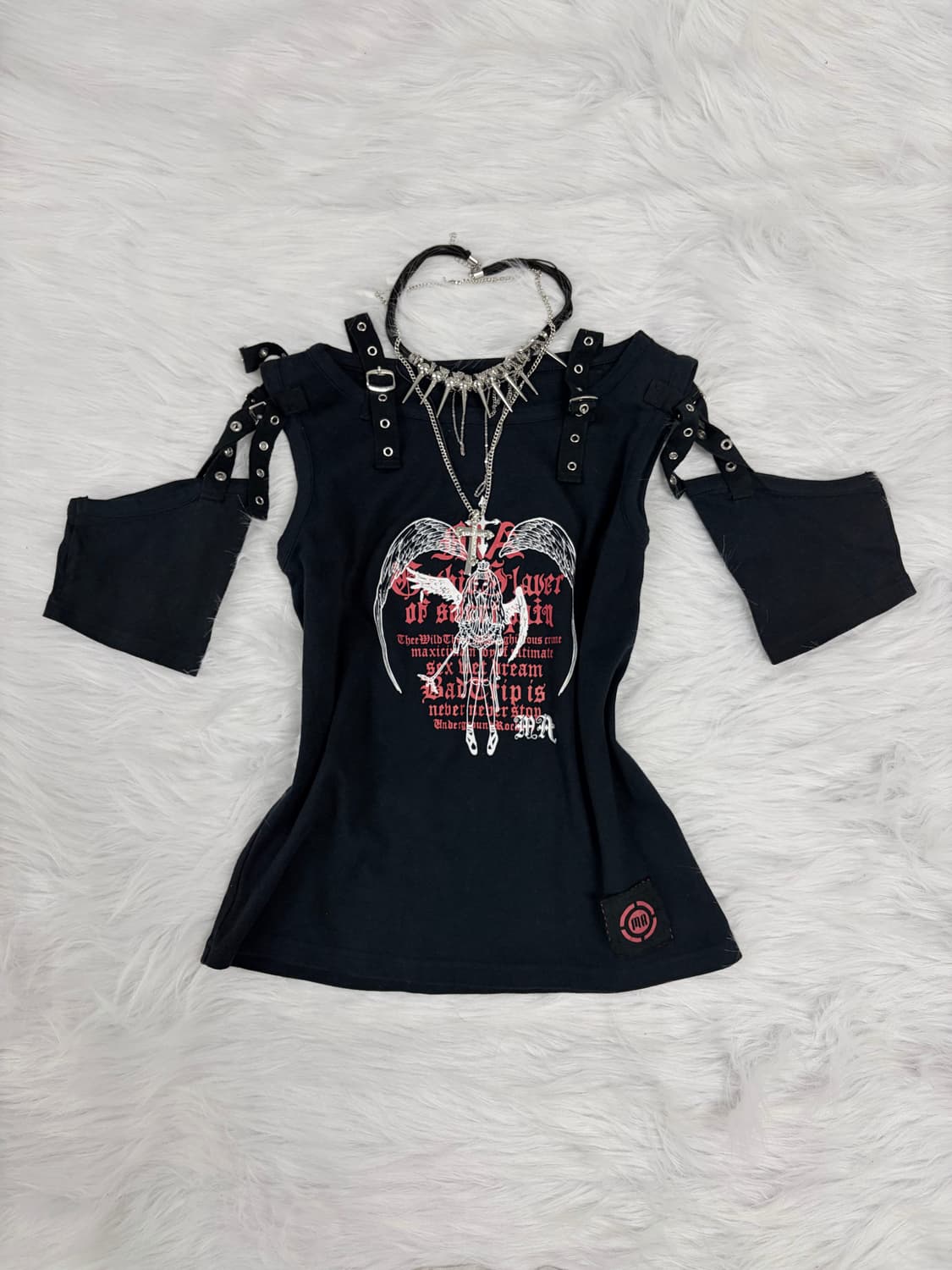 00s 고스펑크 어깨트임 아일렛 반팔  상품이미지3