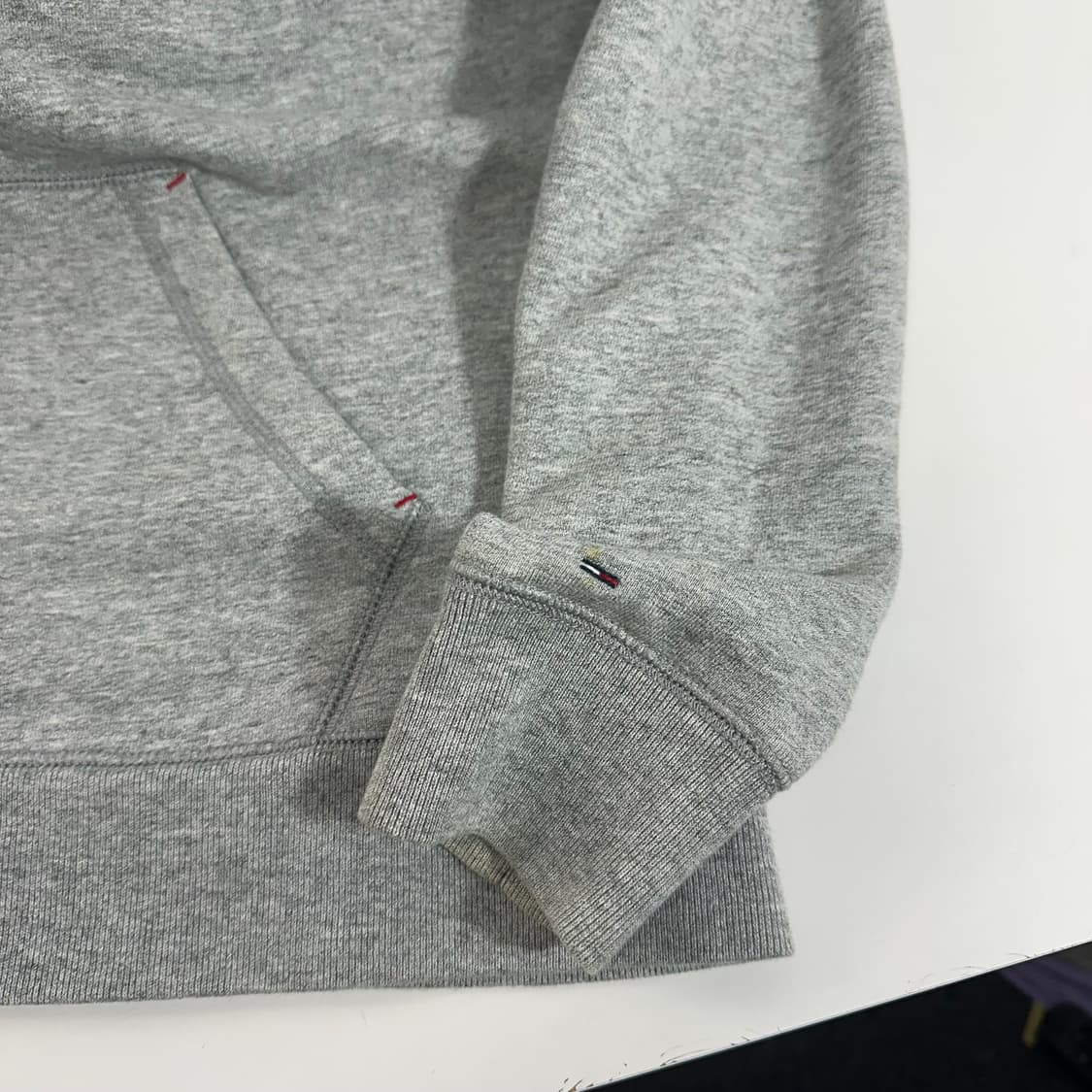 우먼L 타미힐피거 데님 그레이 빅로고 스웻코튼 후드집업 상품이미지3