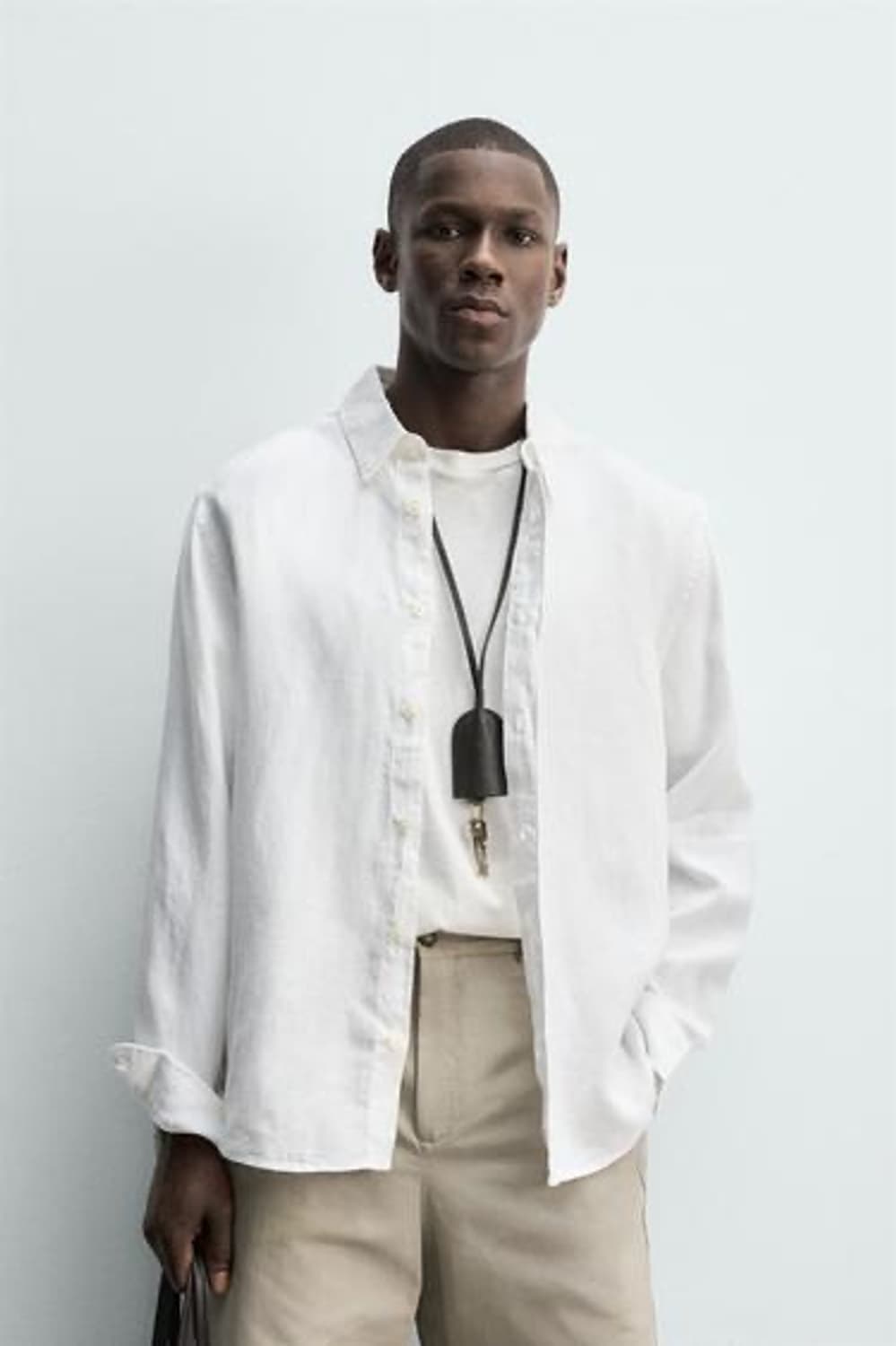 ZARA 자라 남성용 린넨 긴팔 셔츠 화이트 상품이미지2