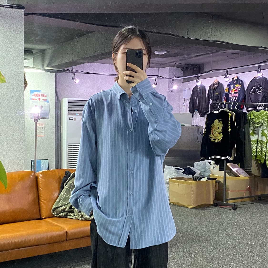 SUARE 스트라이프 데님블루 셔츠 B2370 상품이미지1