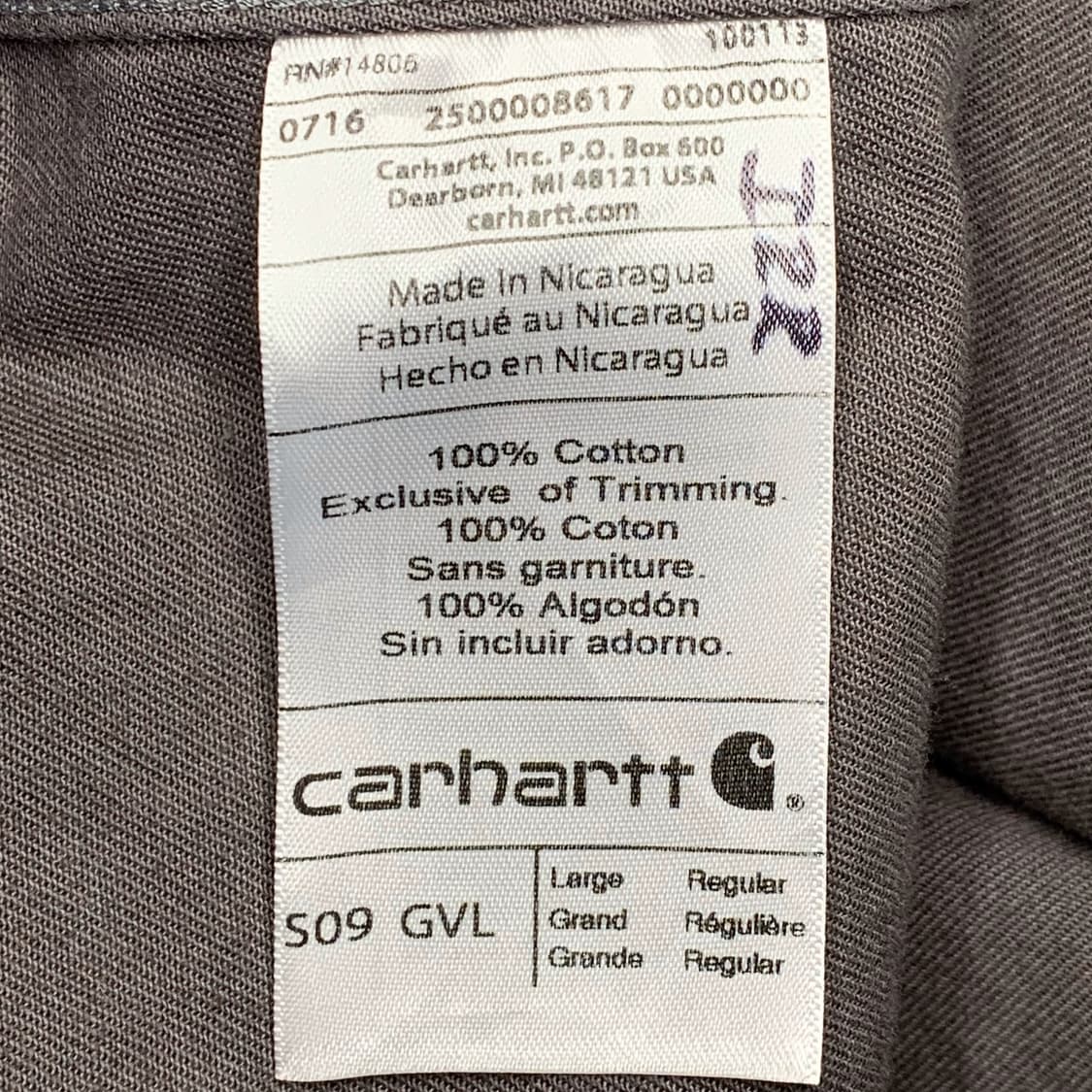 [L] 칼하트 오리지널핏 헤비코튼 워크셔츠 그레이 상품이미지5