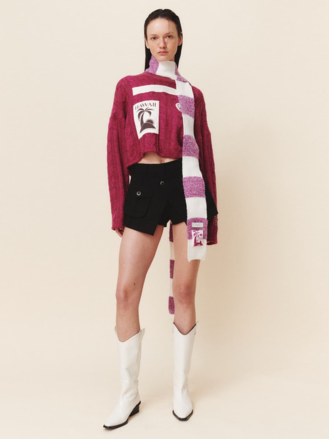 Kijun 기준 Knit Muffler Purple White 상품이미지2