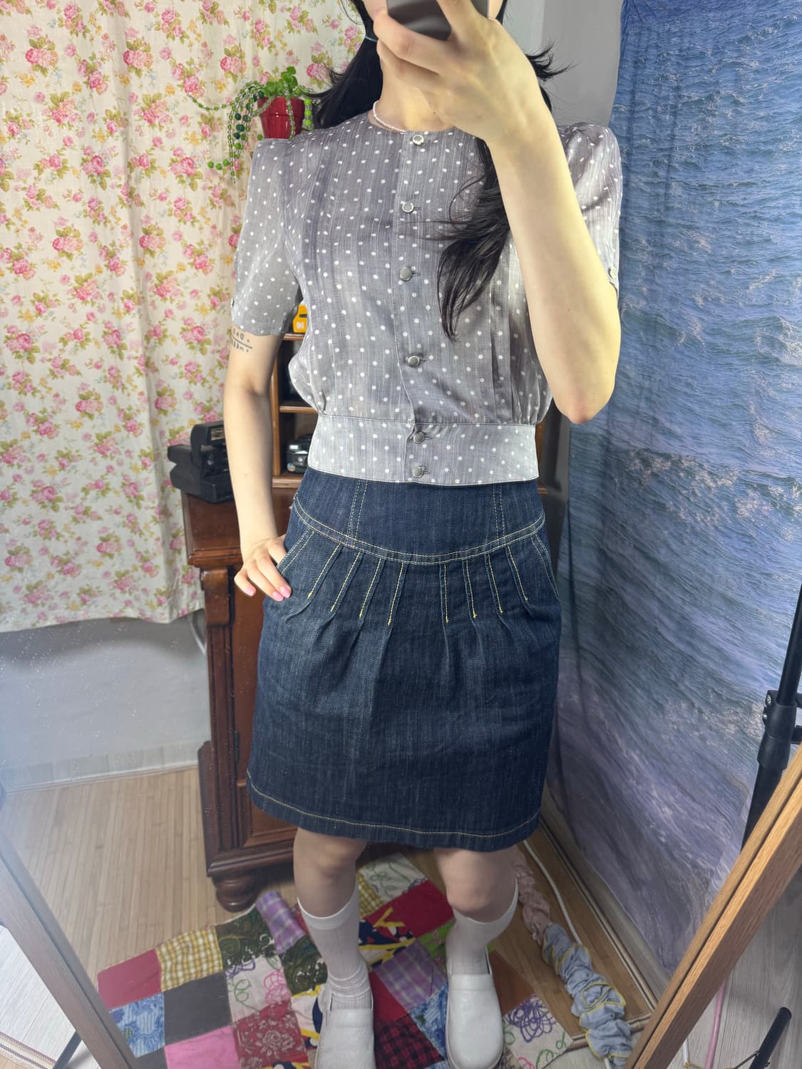 땡땡이 빈티지 셔츠 상품이미지2