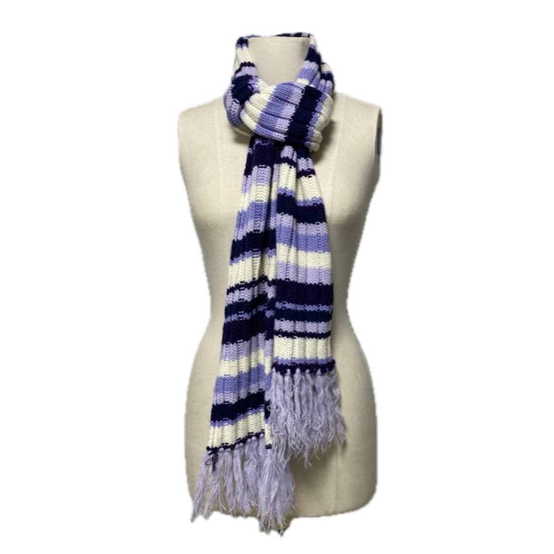 큐티 퍼플 톤 스트라이프 니트 머플러 상품이미지4