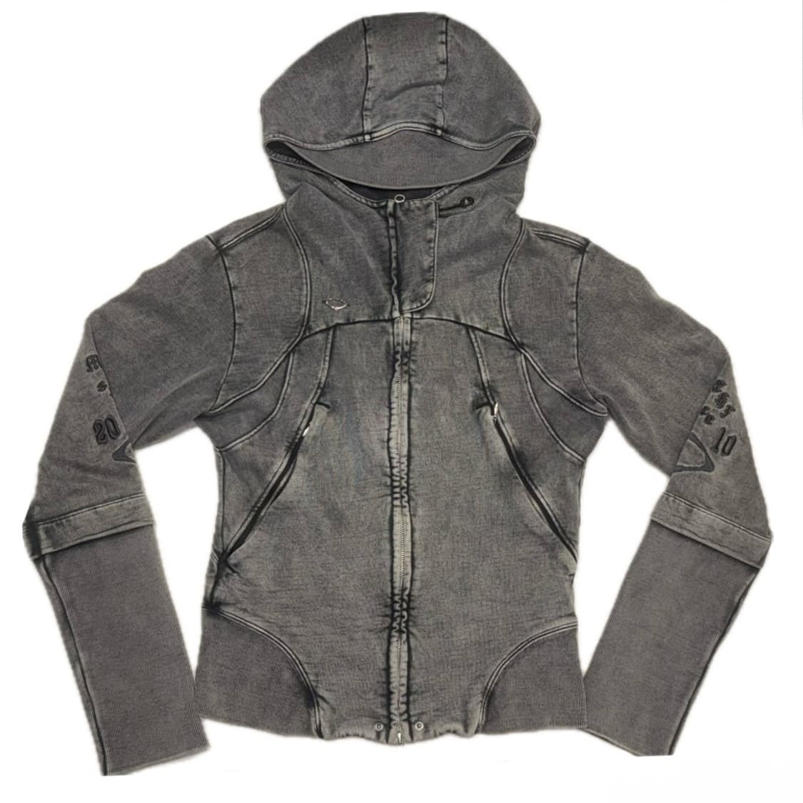 미스치프 컷오프 후드집업 워시드 차콜 2 상품이미지1