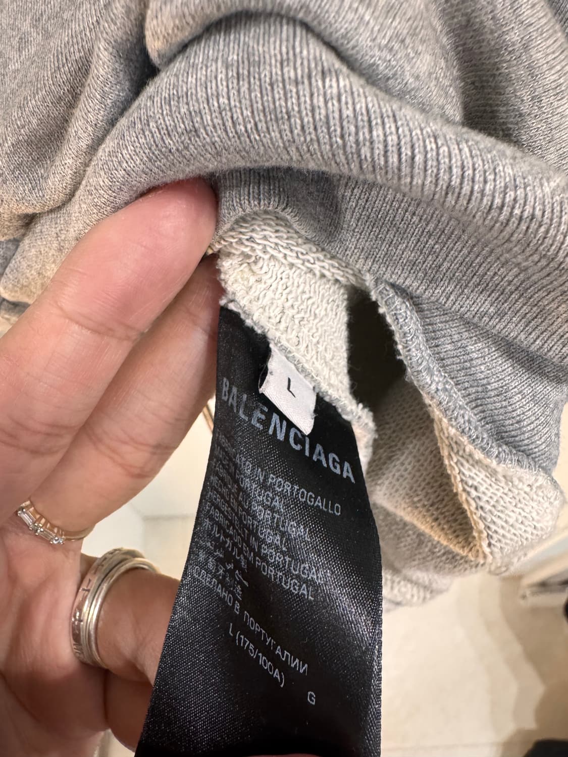 발렌시아가 23 ss 더티워싱 후드 집업 그레이 L 상품이미지6