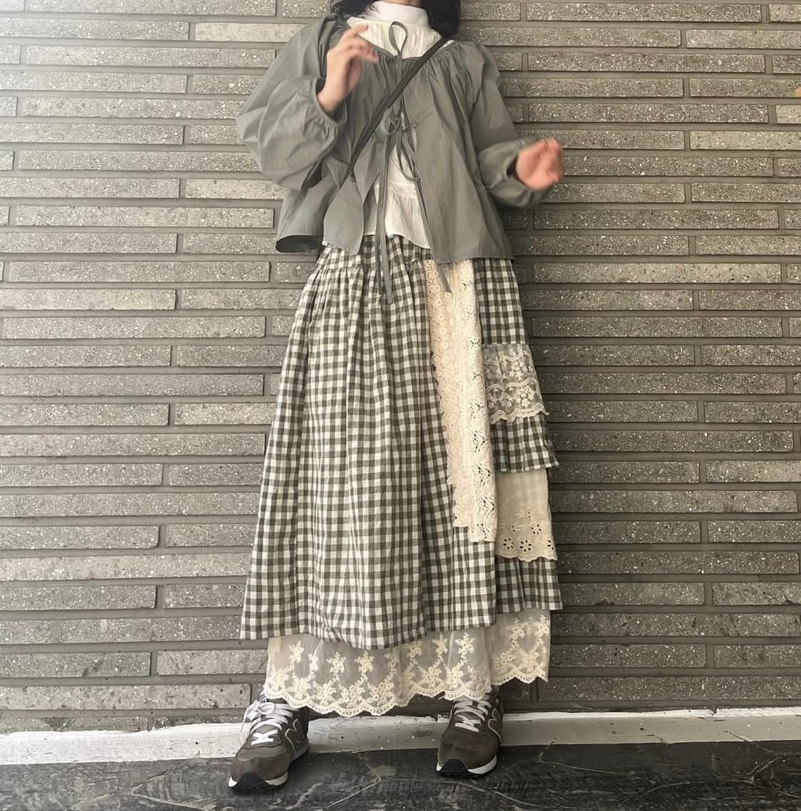 빈티지 체크 레이스 캉캉스커트 상품이미지6