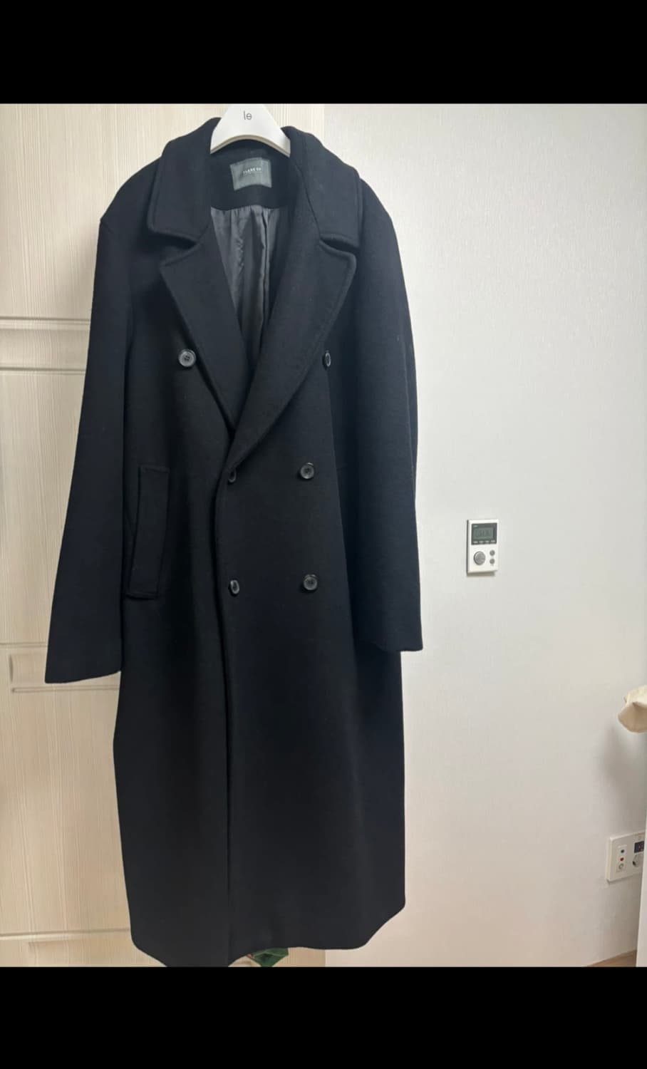 FLARE UP 블랙 오버사이즈 더블 롱 코트 상품이미지1