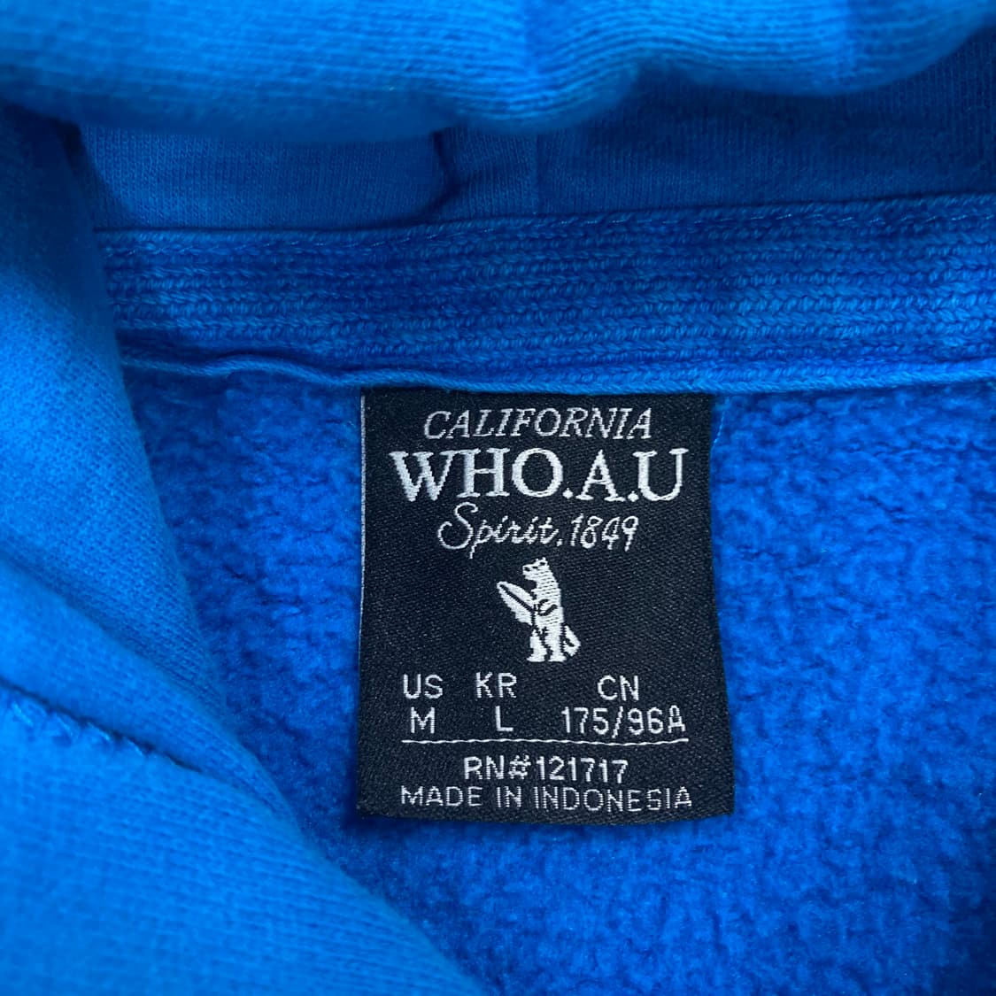 후아유 블루 컬러 스펠아웃 후드 집업 상품이미지3