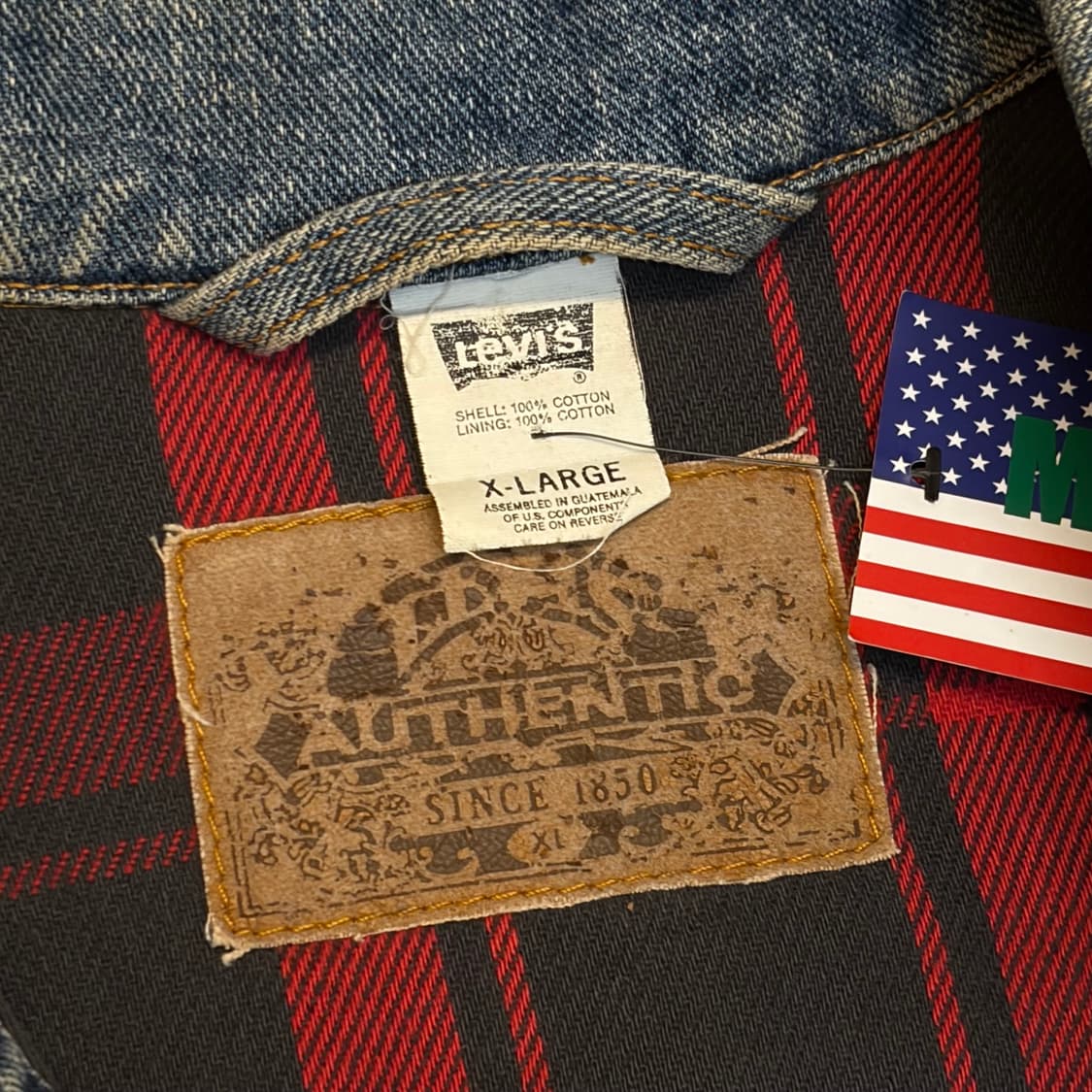 90s USA 빈티지 리바이스 트러커 안감체크 데님자켓 청자켓 상품이미지7