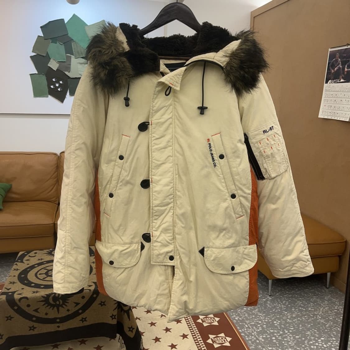 폴로 랄프로렌 RL-67 레트로 털모자 미디 패딩 돕바 M C08683 상품이미지3