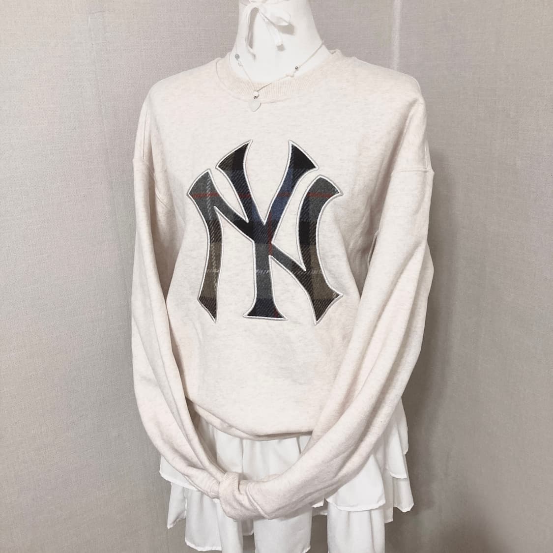 MLB 체크 빅로고 맨투맨 S 상품이미지1