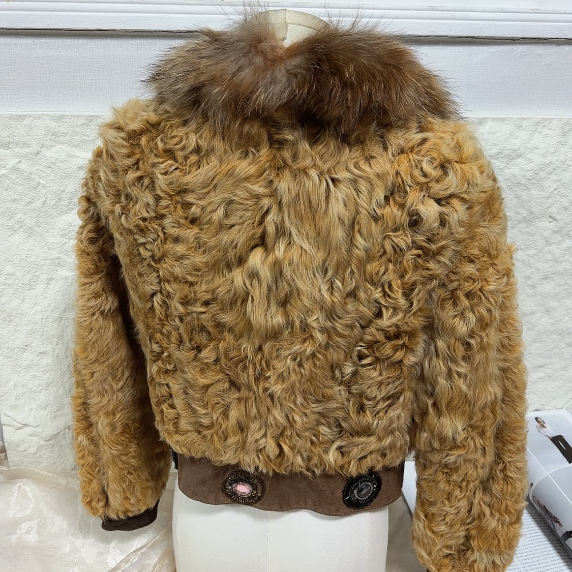 빈티지 라쿤퍼 칼라 양털 토스카나 코트 상품이미지4