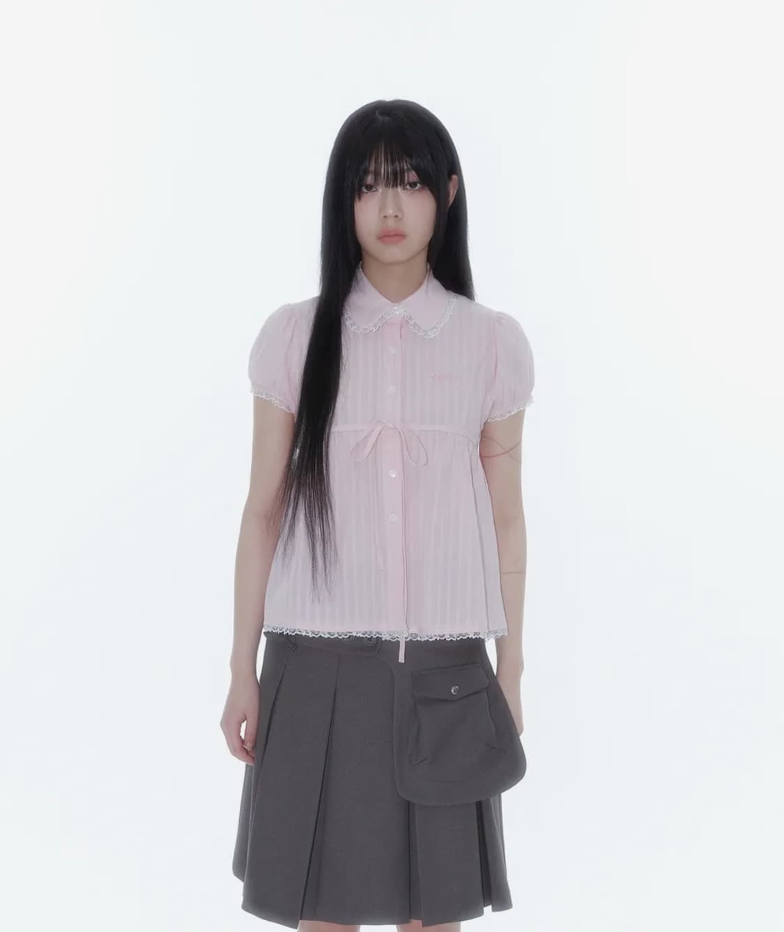 카시코 퍼프 슬리브 레이스 셔츠 핑크 (새상품) 상품이미지1