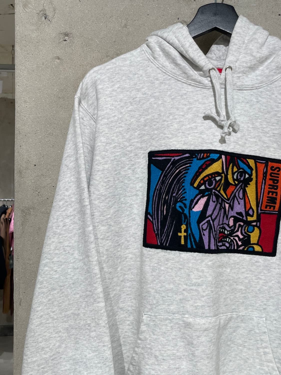 슈프림 18F/W 멜란지 라이트 그레이 피카소 체인 스티치 후디 상품이미지2