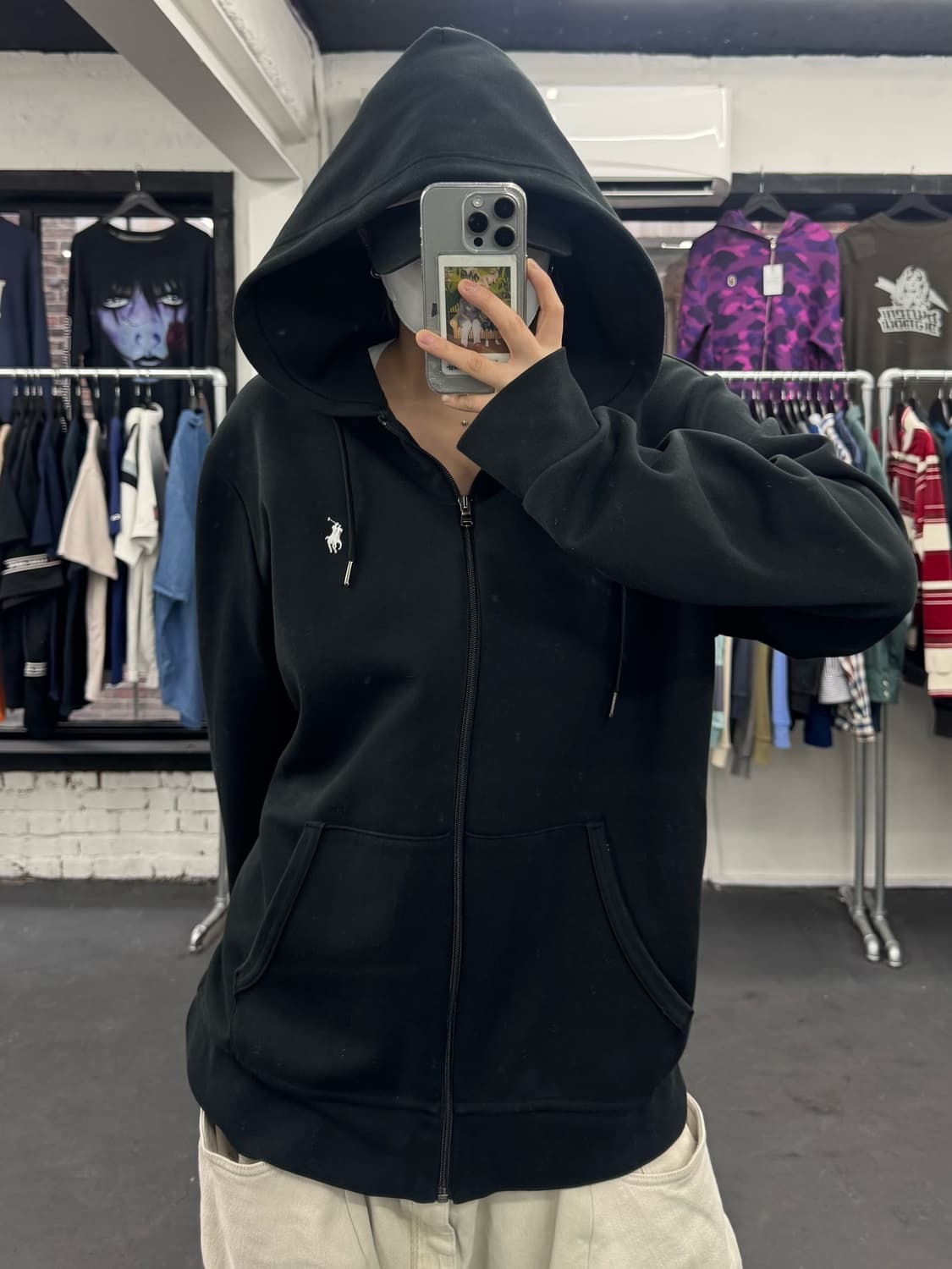 폴로 랄프로렌 더블니트 후드집업 블랙 상품이미지2