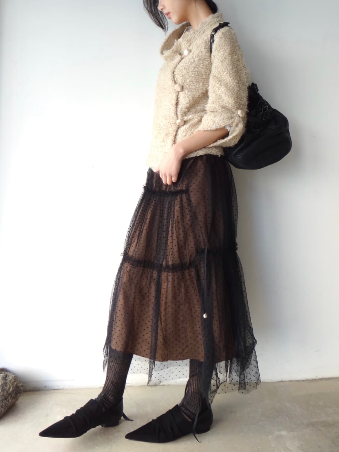 Fold neck button jacket / beige 상품이미지5