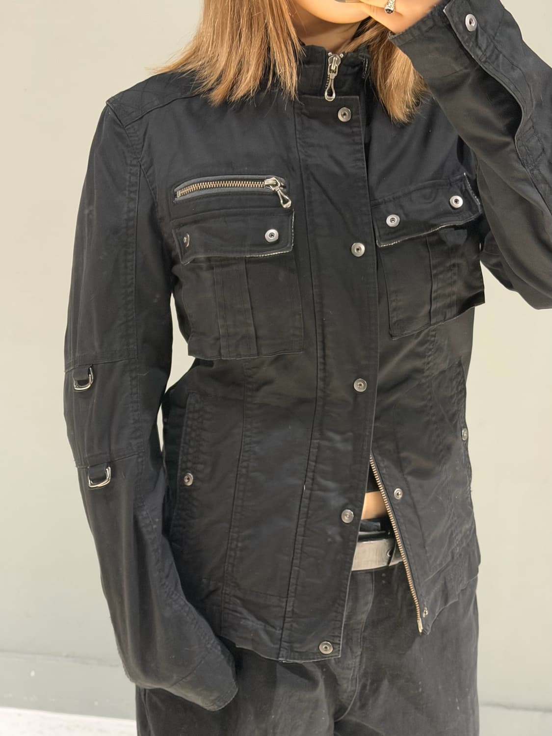 strap detail high-neck 2-way jacket 상품이미지5