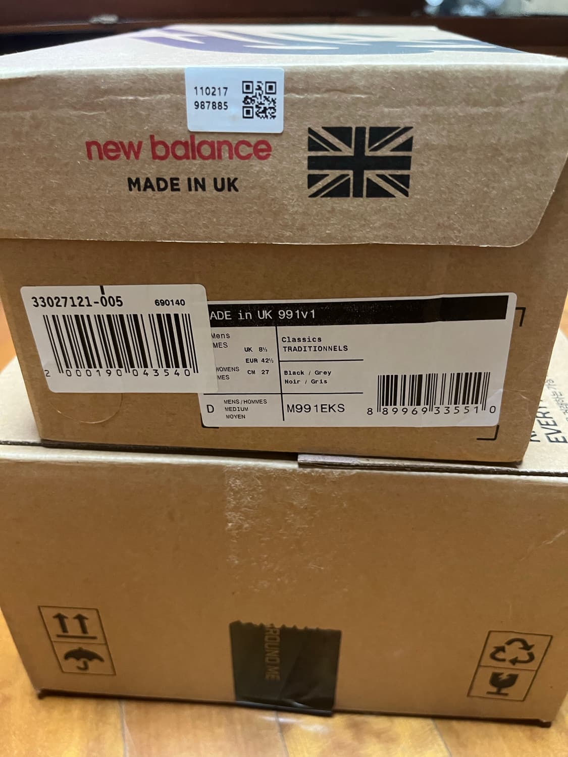 (새상품) 뉴발란스 991 메이드 인 UK 블랙 실버 270 상품이미지8
