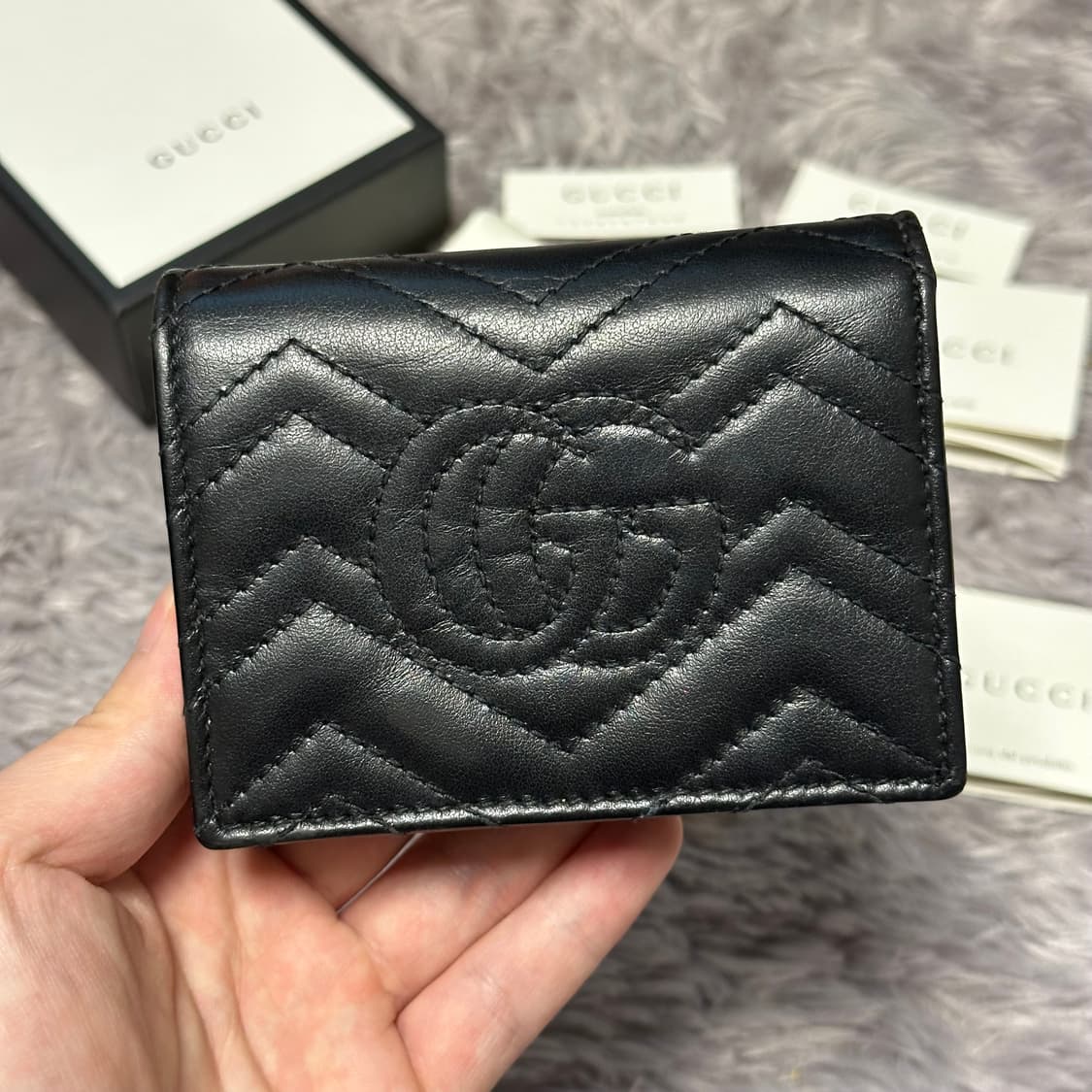 [풀구성] 구찌 GG 마몬트 마틀라세 중지갑 블랙 상품이미지2