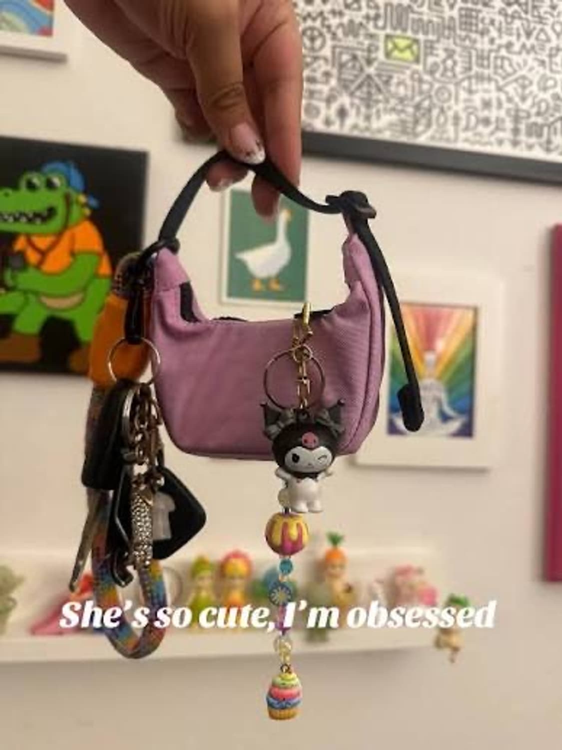 baggu 바쿠백 미니 크레센트백 키링 백참 새거 라벤더 상품이미지1