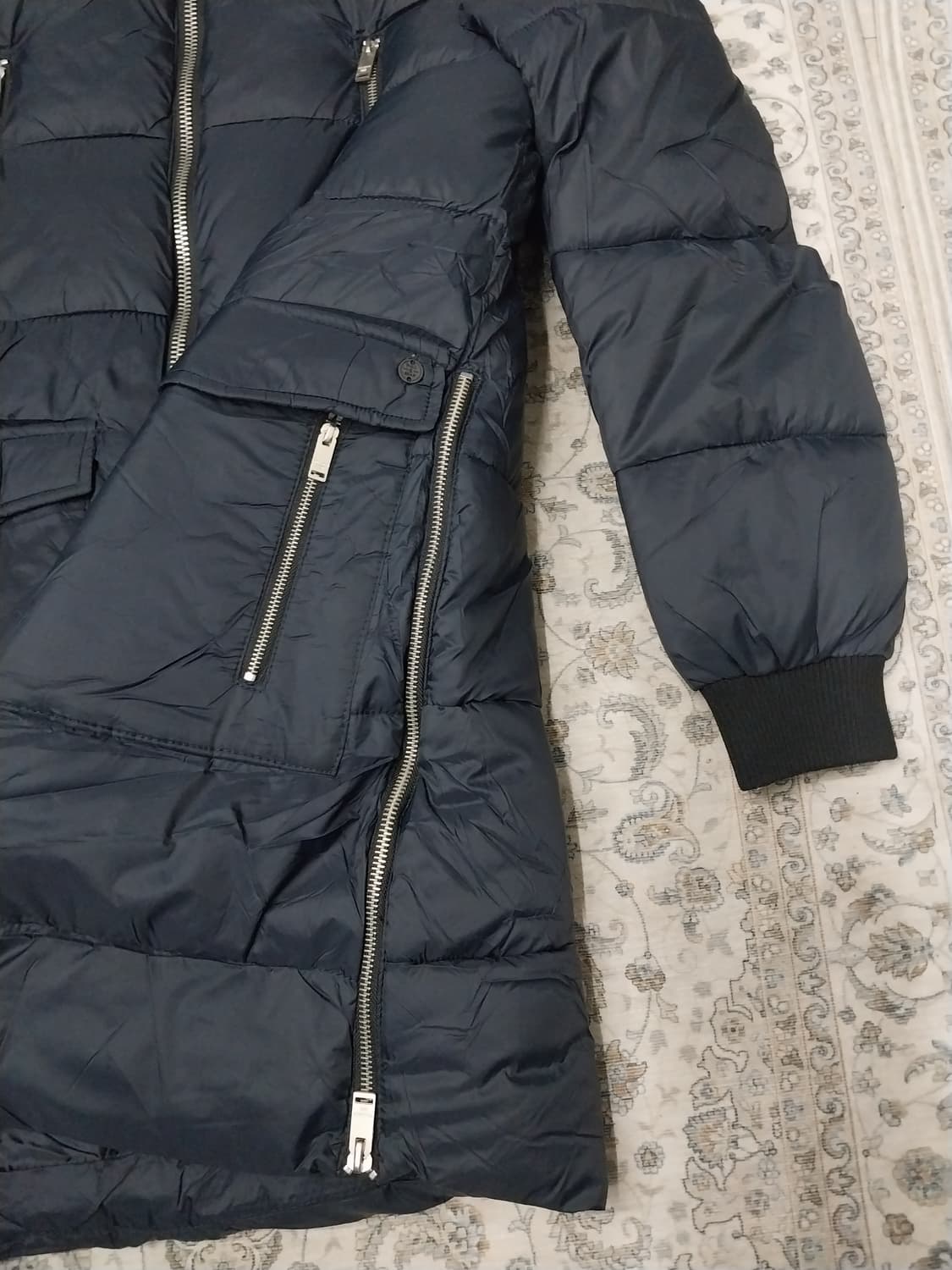 풀앤 베어 후드 진네이비 롱패딩 상품이미지2