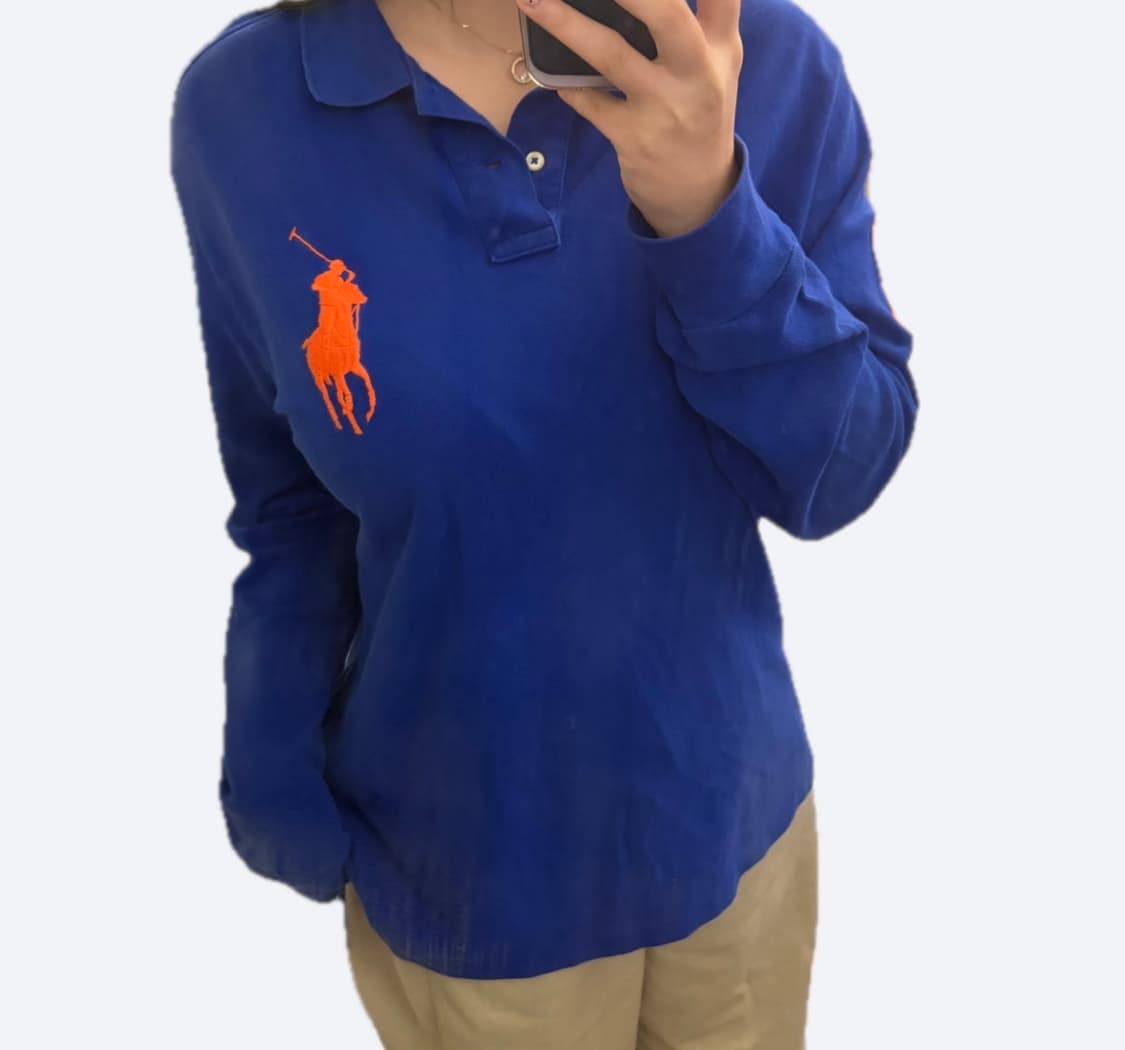 💙폴로 랄프로렌 빅포니 커스텀핏 블루 롱슬리브 카라티 PK💙 상품이미지1