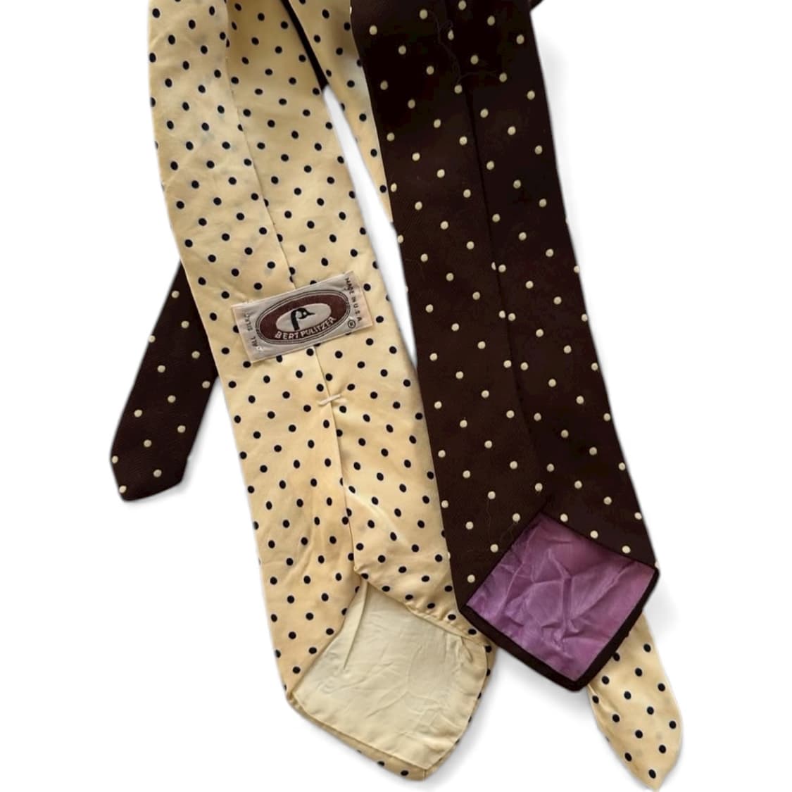 VINTAE EDark brown,cream polka dots tie 상품이미지3