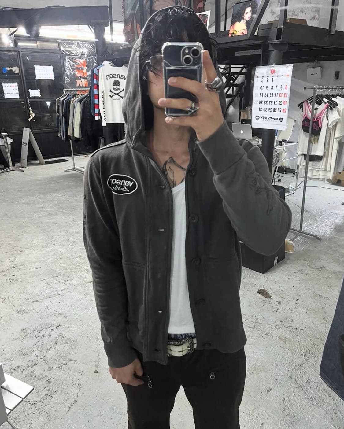 Vanson Leathers skull bone hood jacket 상품이미지2