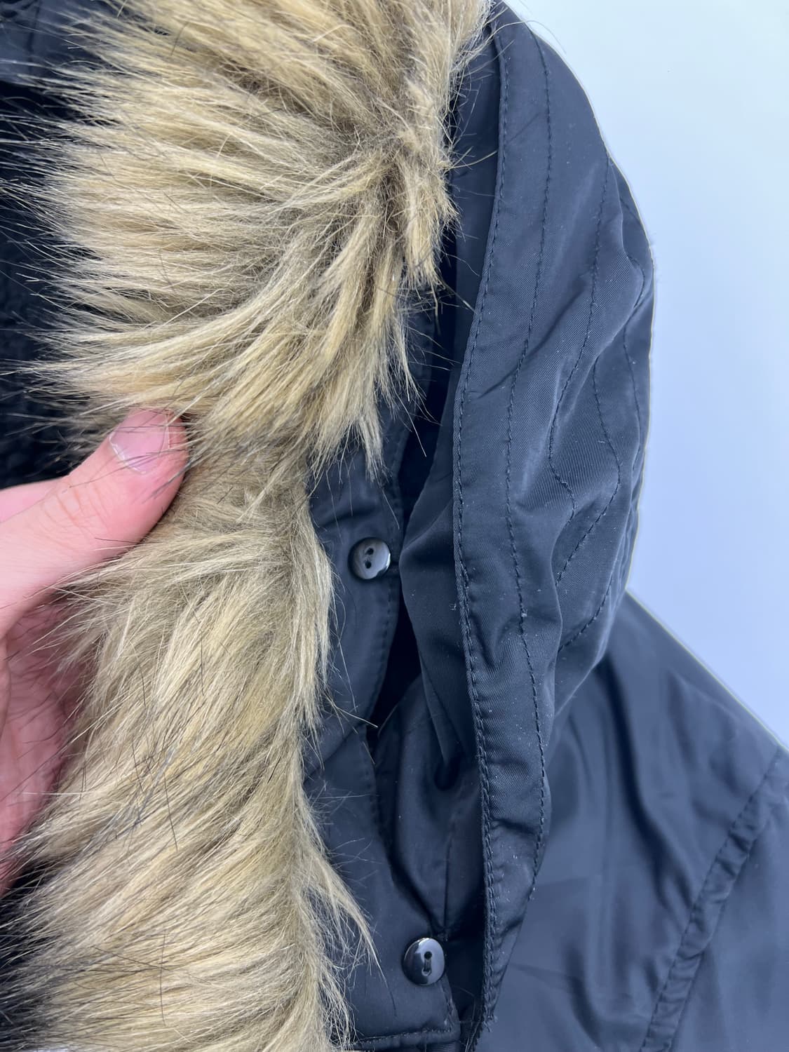 빈티지 퍼 후드 크롭 패딩 상품이미지3