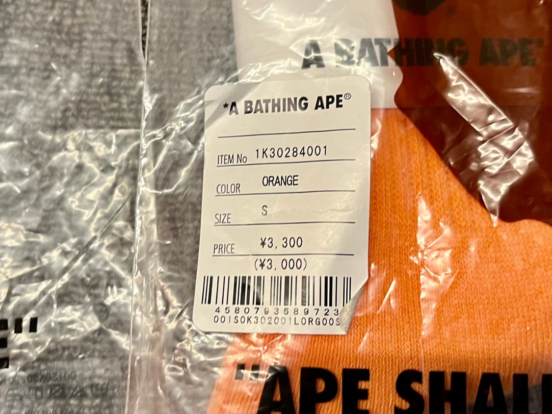 A Bathing Ape 베이프 오렌지색 양말 S, M 새제품  상품이미지3