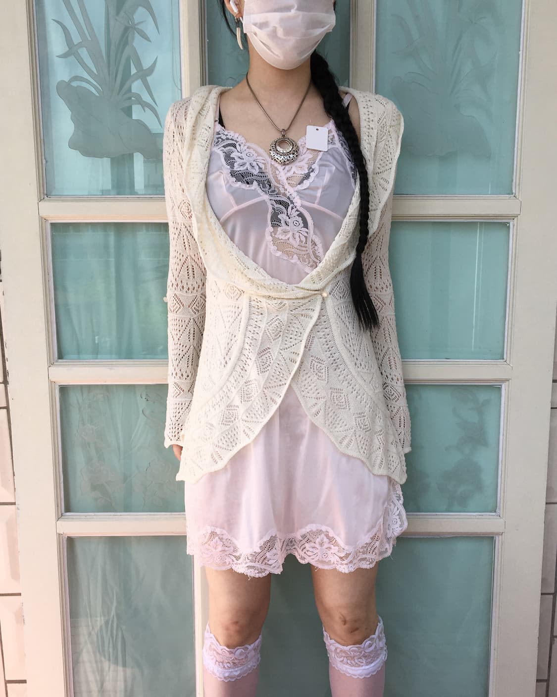 Tied ruffle wrap crochet cardigan 상품이미지1