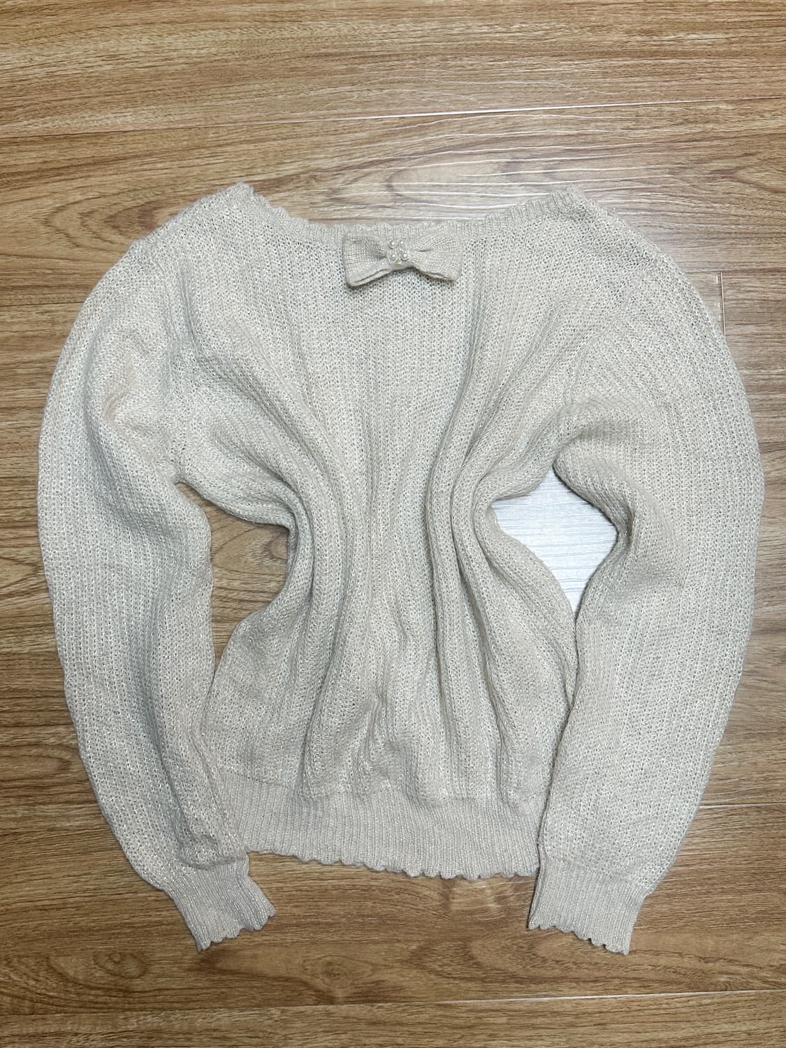 빈티지 리본 브라운 니트 히메갸루 로걀 라떼 히메카지 헤이세이 모리걸 상품이미지1