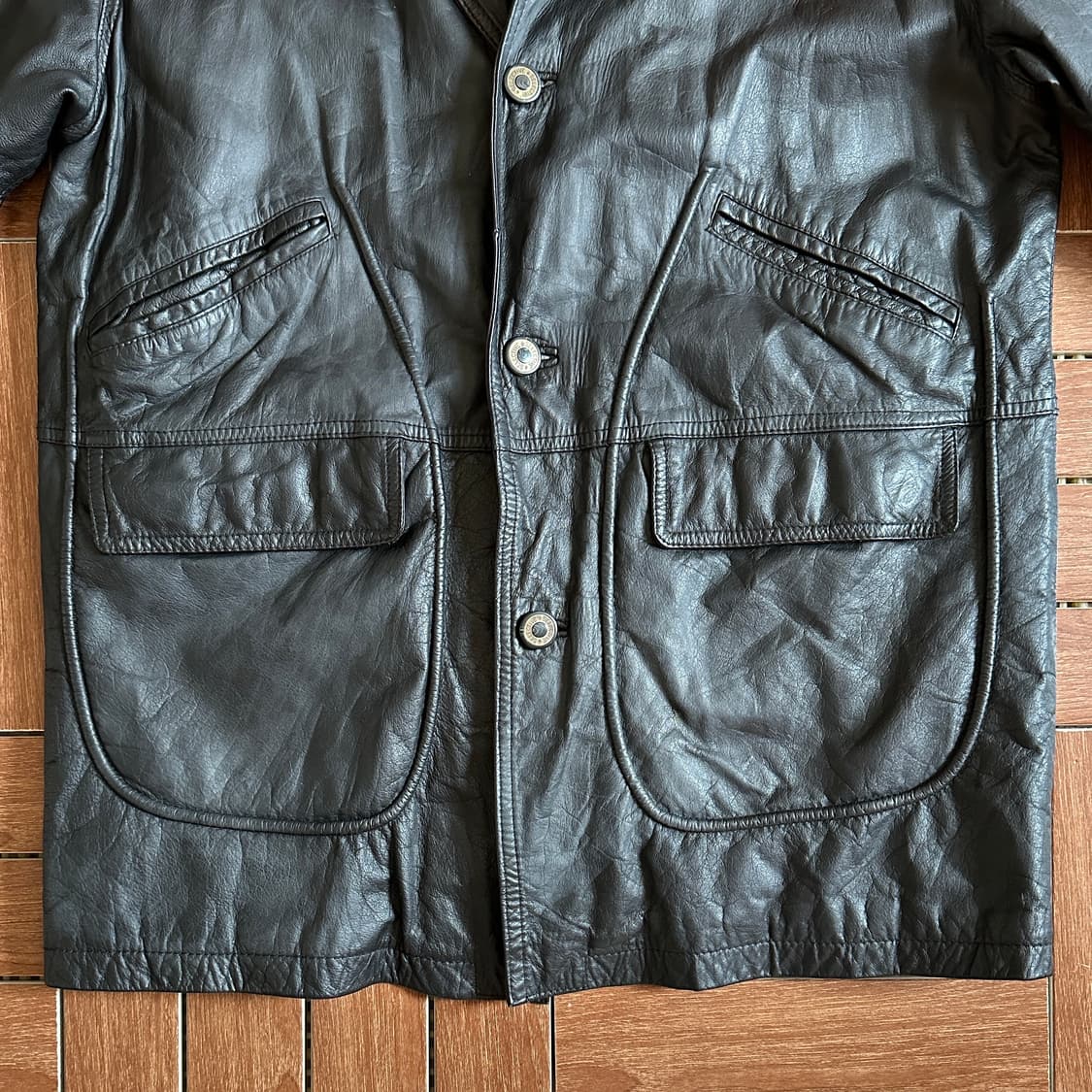 Man photo vintage leather coat jacket 상품이미지6