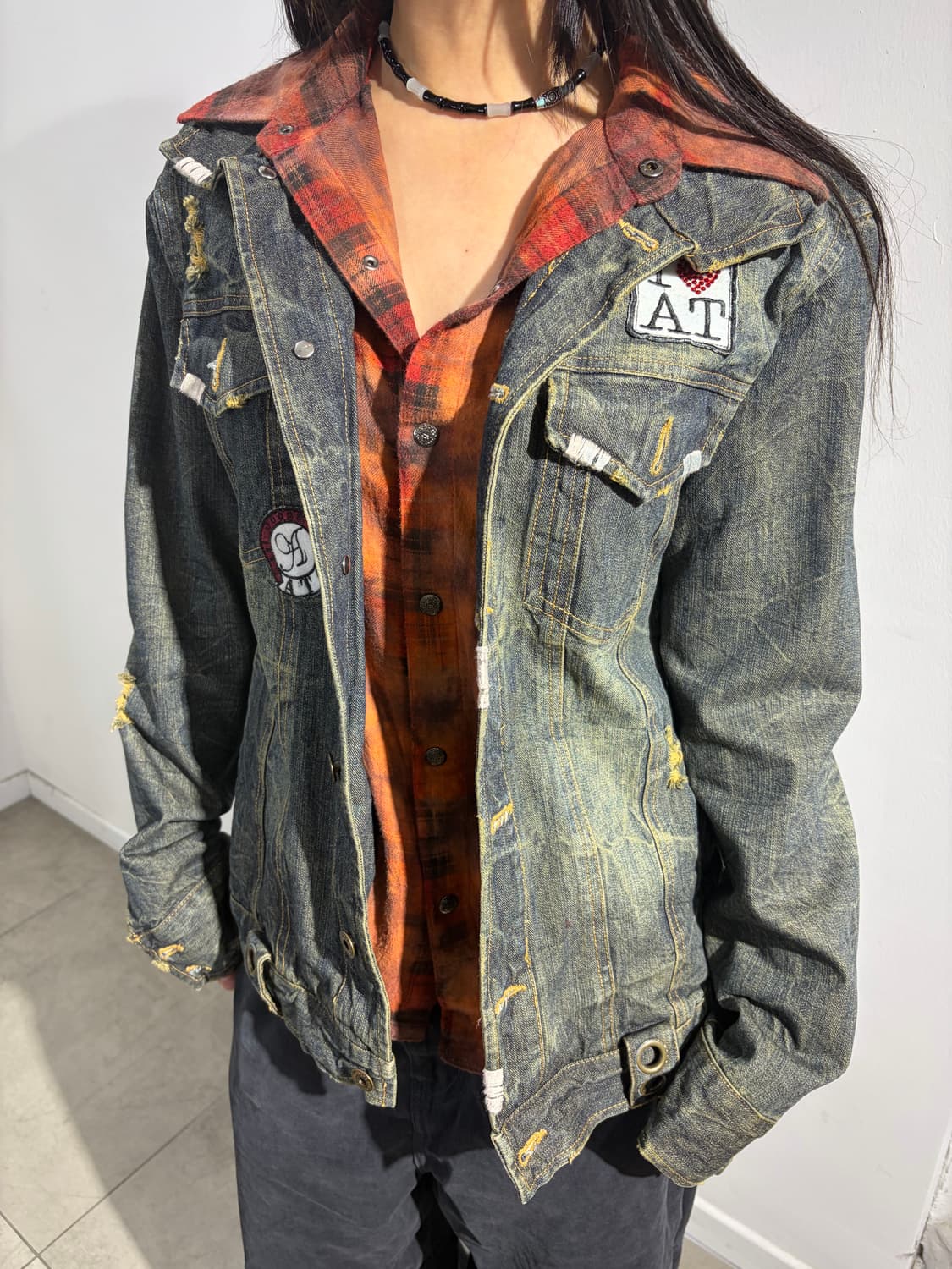 in the attic 셔츠 레이어드 데님자켓 상품이미지1