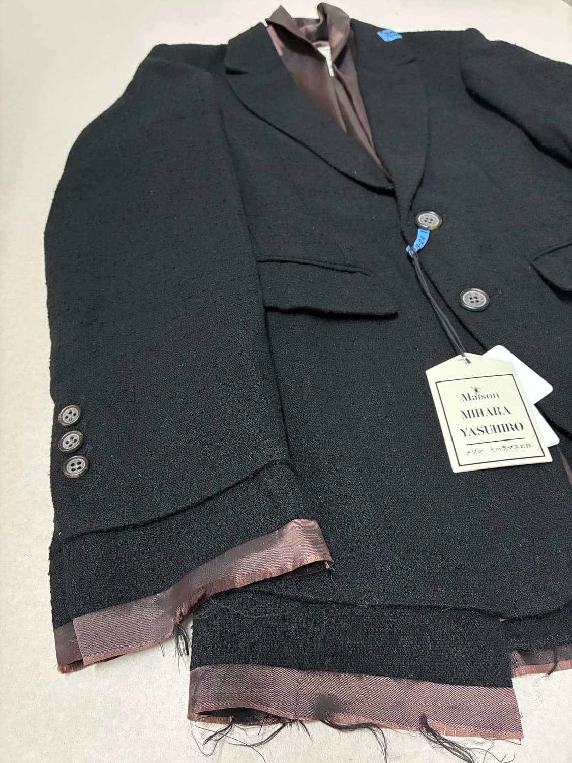 (W)미하라 야스히로 레이어드 부클레 블레이져 자켓 블랙 36사이즈 상품이미지3