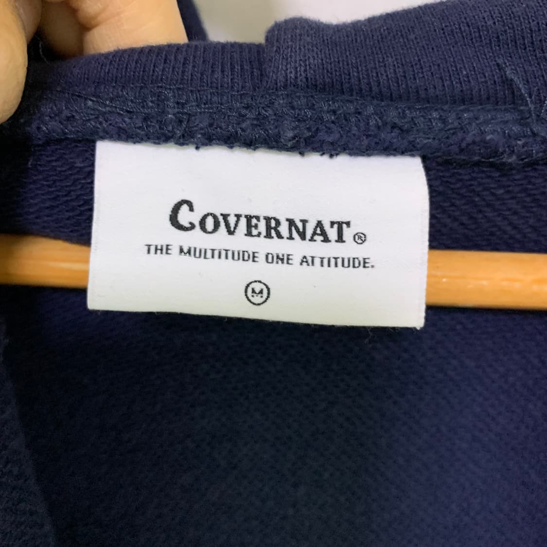 커버낫 로고 자수 베이직 후드집업 네이비 M 남녀공용 상품이미지8