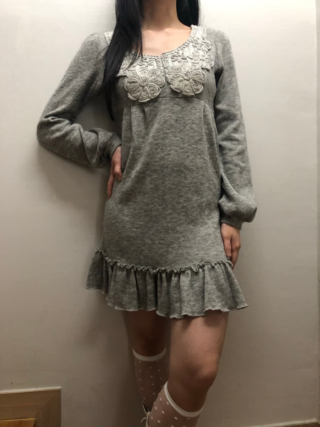 빈티지 그레이 프릴 원피스 상품이미지7