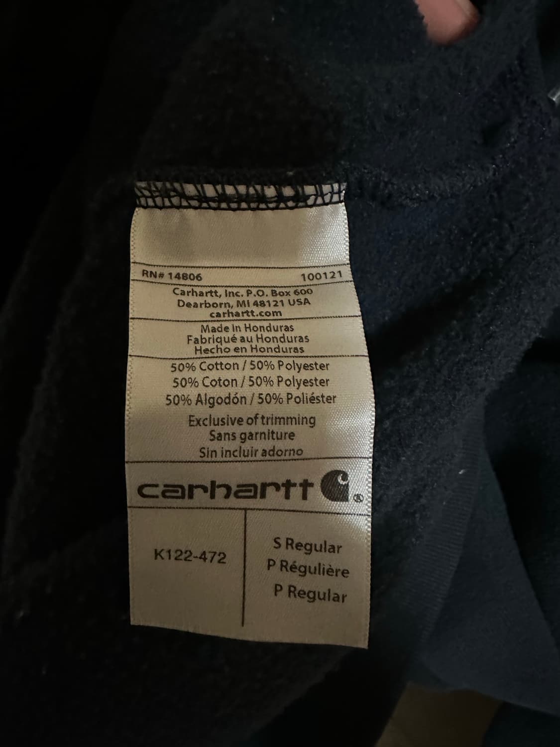 칼하트 남성 후드집업 네이비 S 판매 상품이미지5