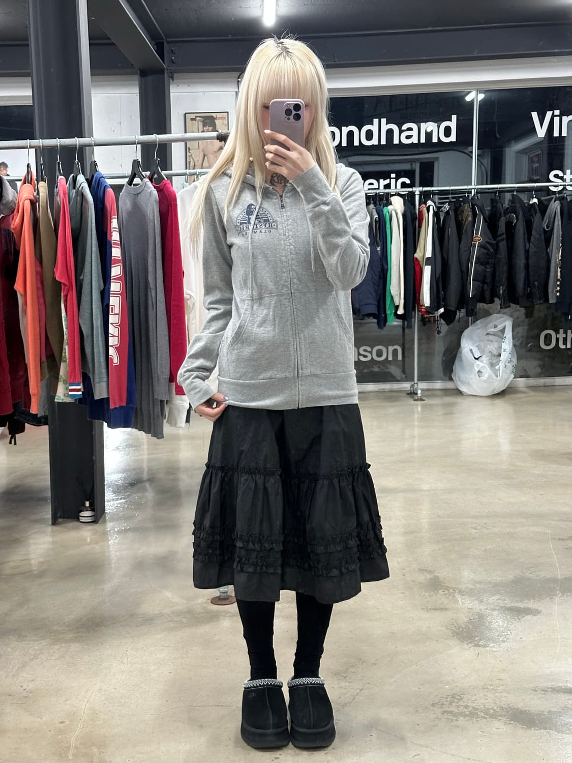 히스테릭 글래머 백로고 그레이 후드 집업 상품이미지2