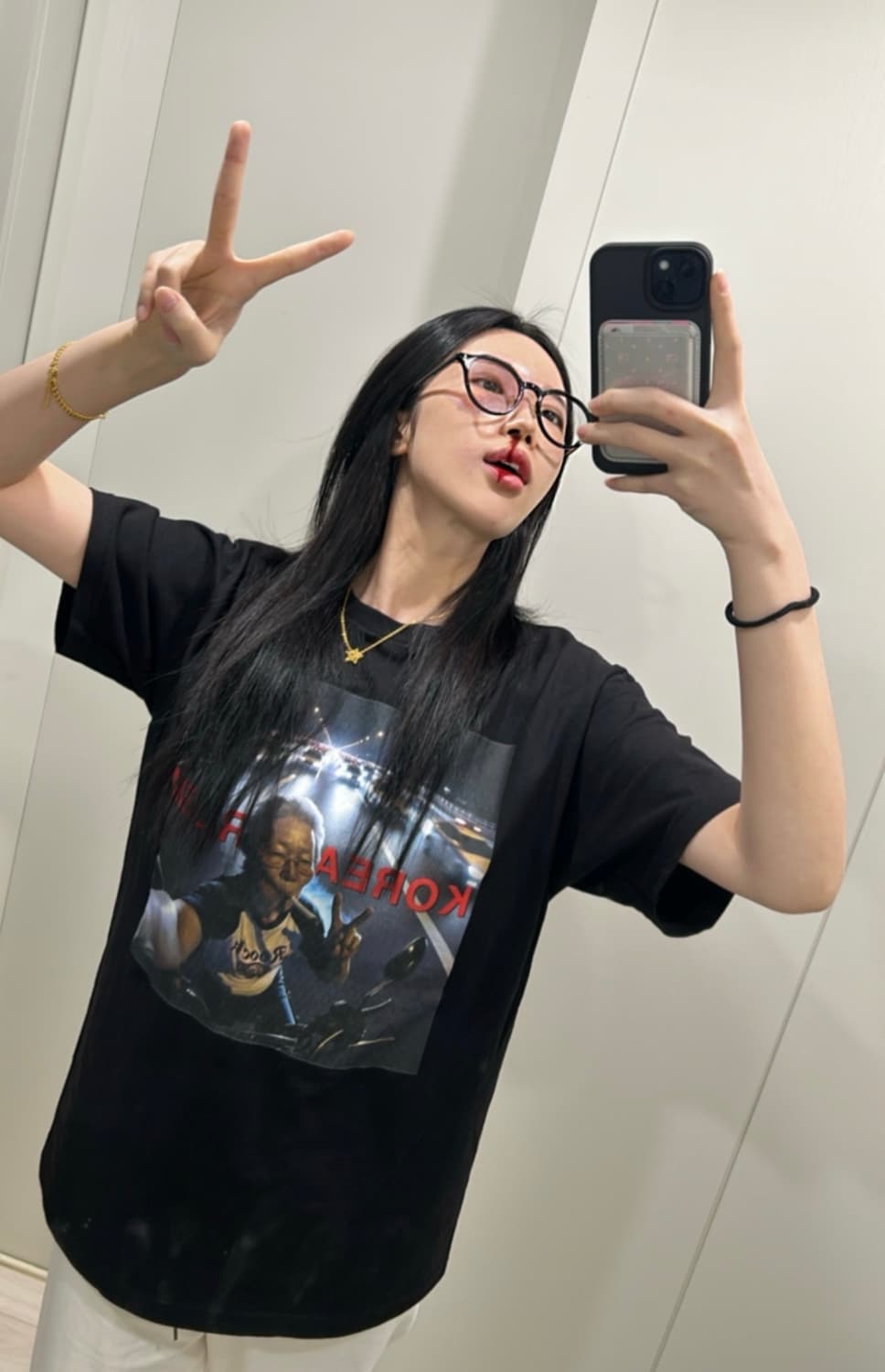 빈티지 코리안 프린팅 블랙 티셔츠 L 추천 상품이미지2