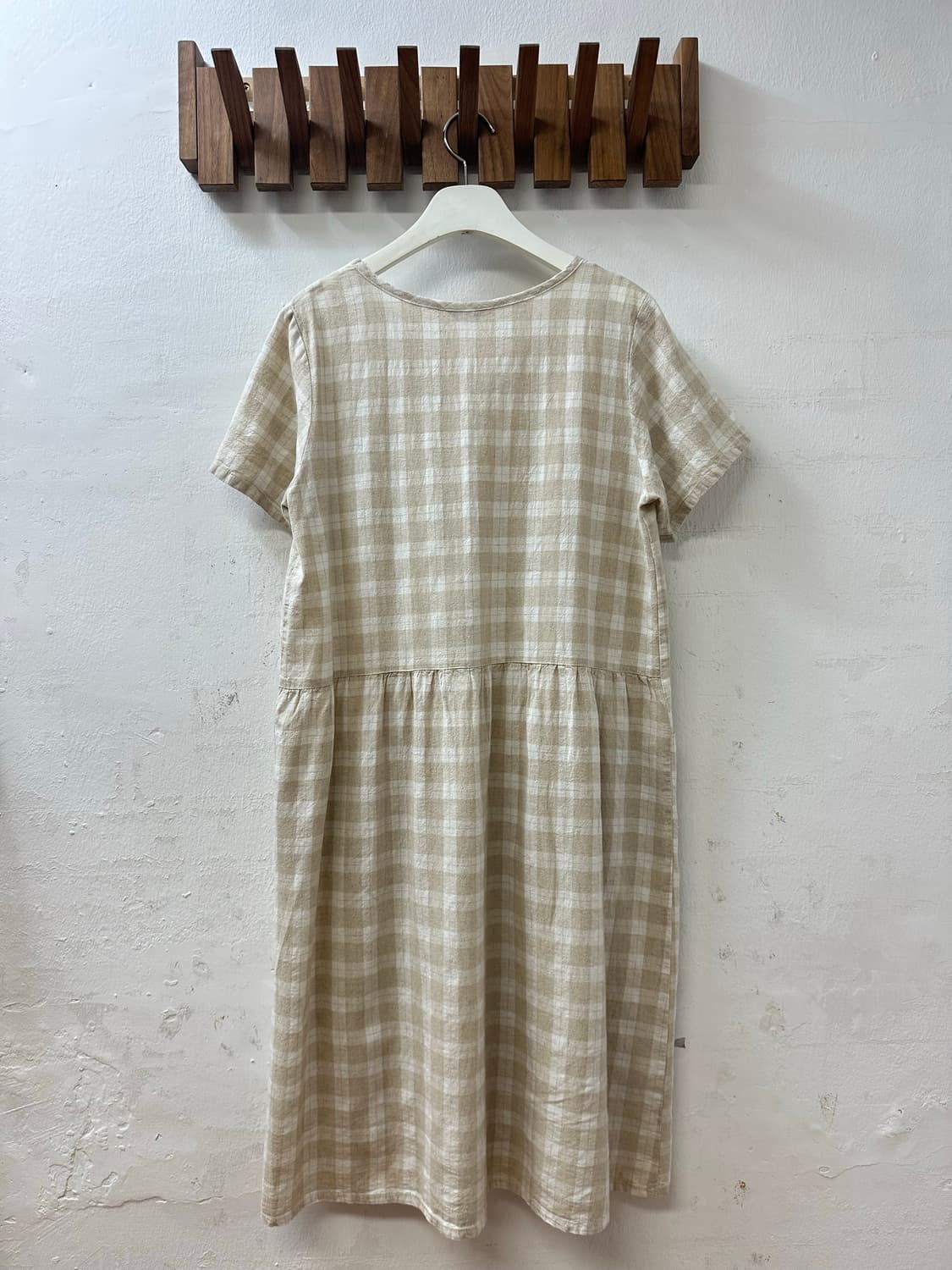 일본빈티지 사만사모스 린넨 코튼 체크 원피스 블라우스 상품이미지6