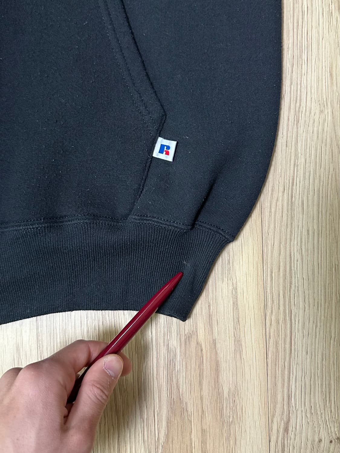 90s 빈티지 러셀 후드집업 블랙 M USA 상품이미지7