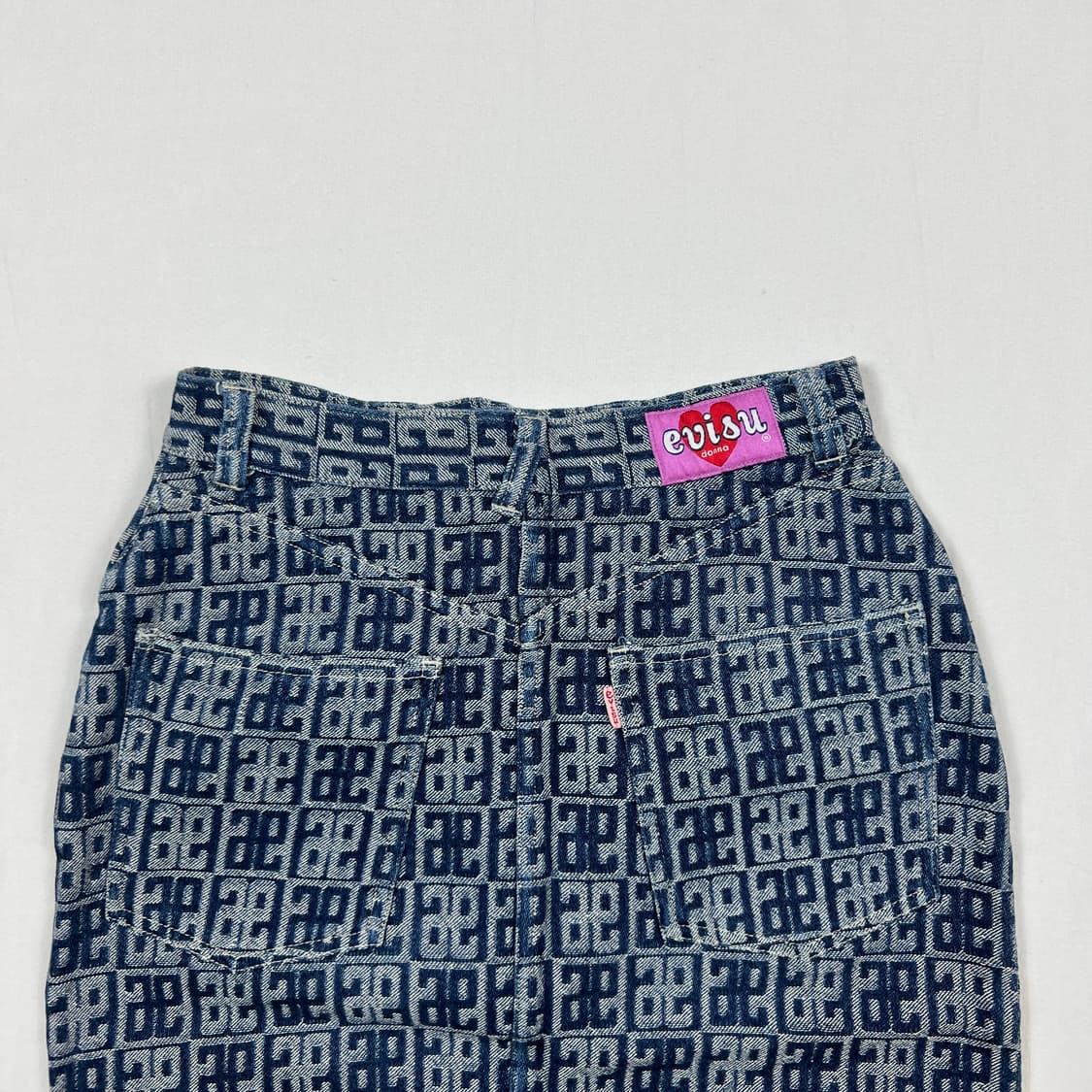 90’s 에비수 evisu 자카드 패턴 데님 스커트 치마 상품이미지8