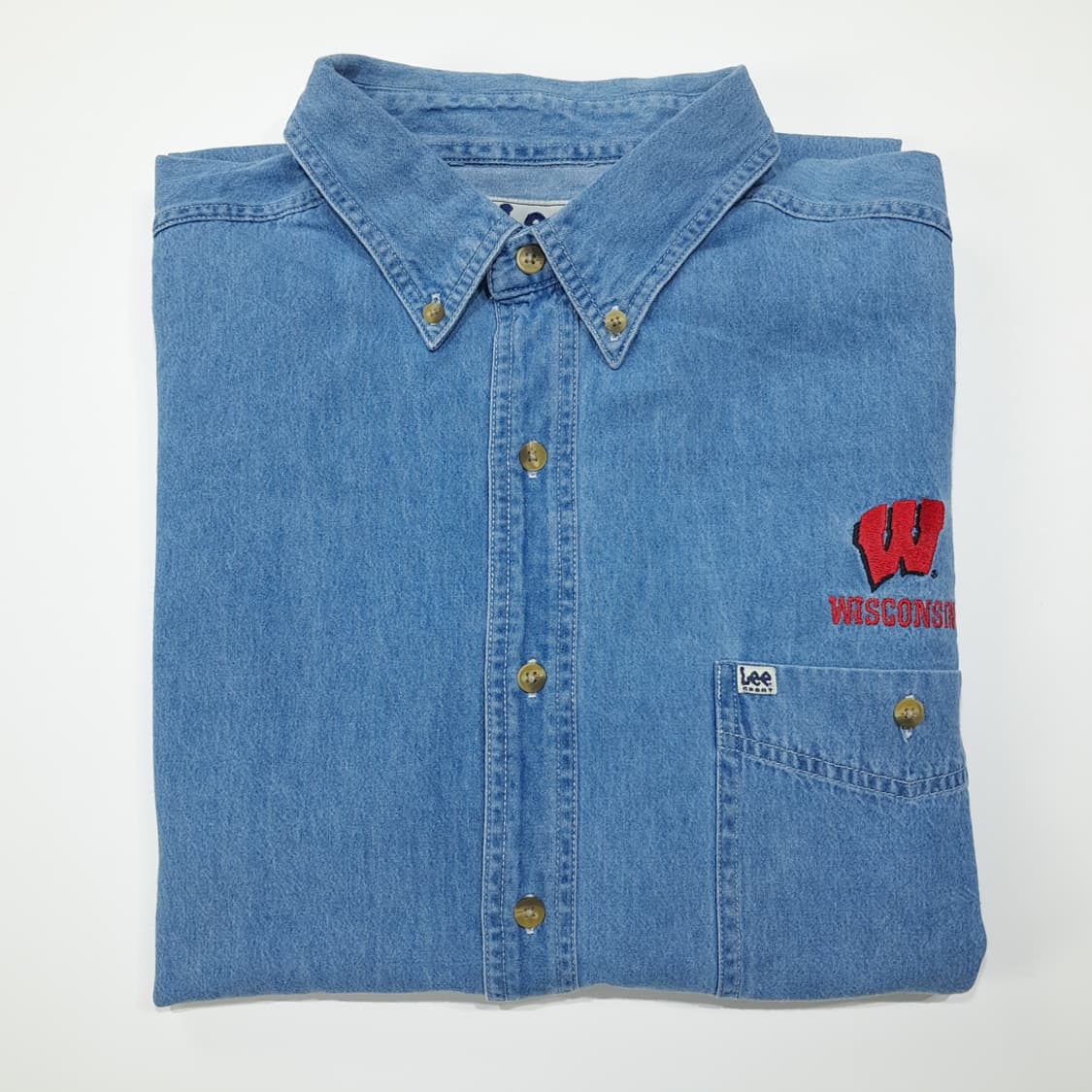 CL645 XL 리 스포츠 90s 위스콘신 버튼다운 데님 셔츠남방 상품이미지7