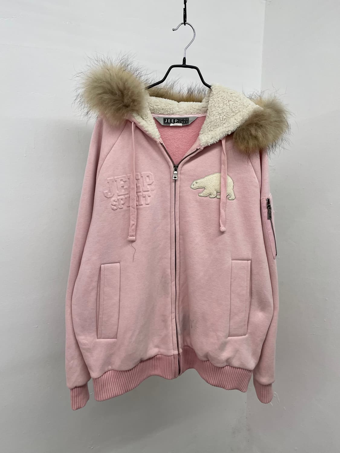 지프 핑크 자수 울프죠 집업 상품이미지7